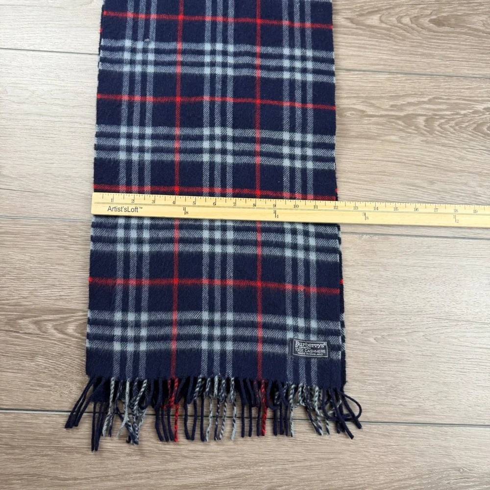 Burberrys Unisex Scarf 100% Cashmere Plaid Check Navy Blue OS